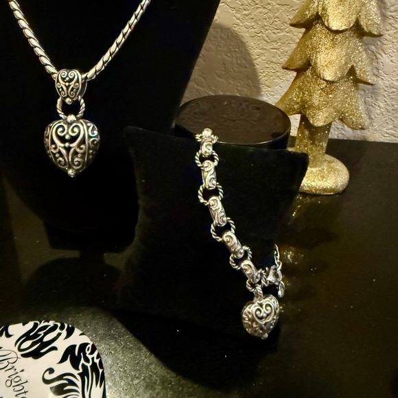 $215 EUC! Brighton "Bibi Heart" Balinese Pendant, Bracelet, & Drop Earrings Set! - Picture 3 of 9